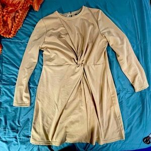 Brown Wrap front twist dress